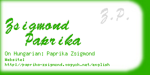 zsigmond paprika business card